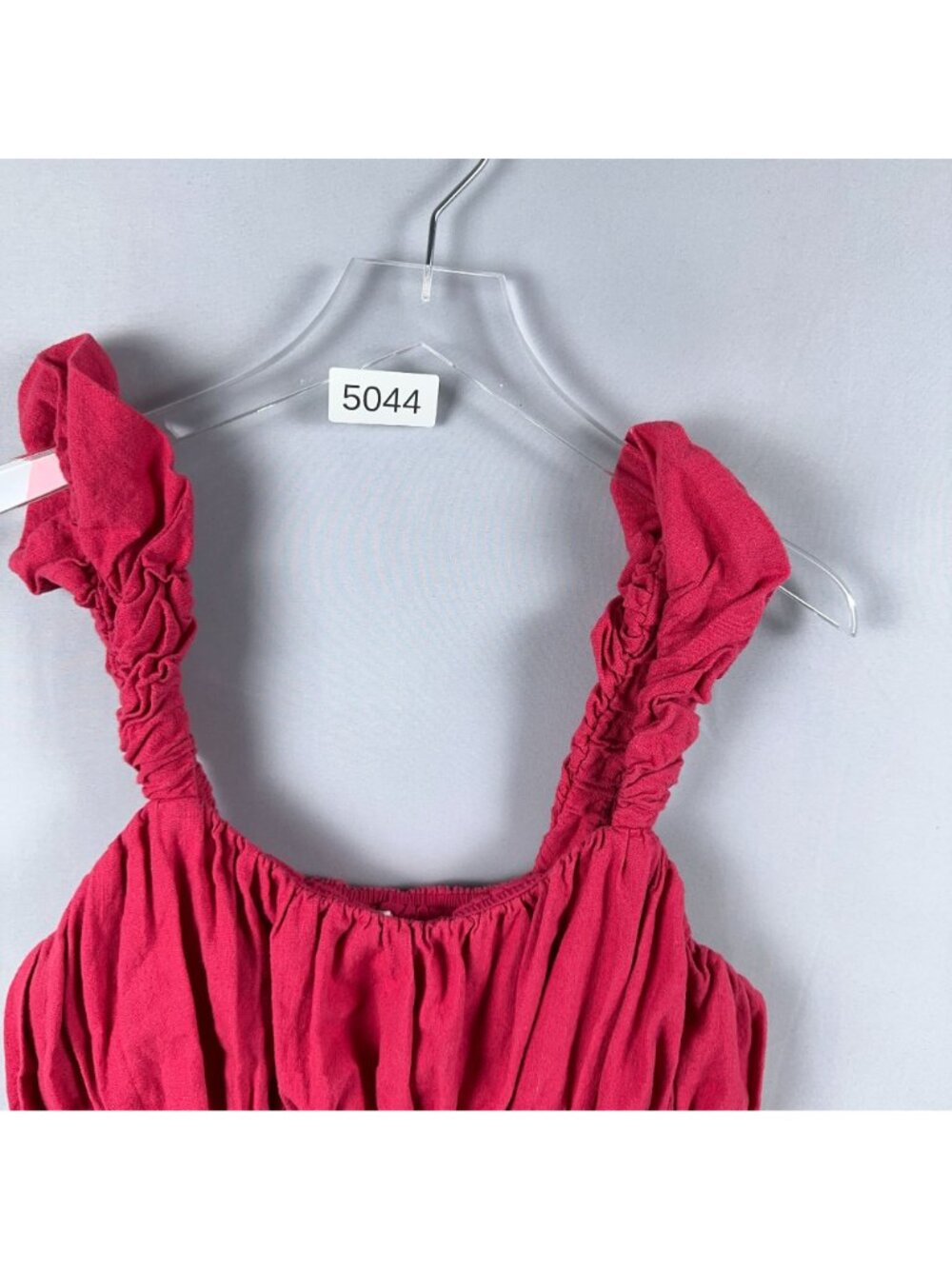 Abercrombie & Fitch Dress Size XLT Pink Ruffle-Strap Linen Neck Square Sundress - Picture 10 of 10